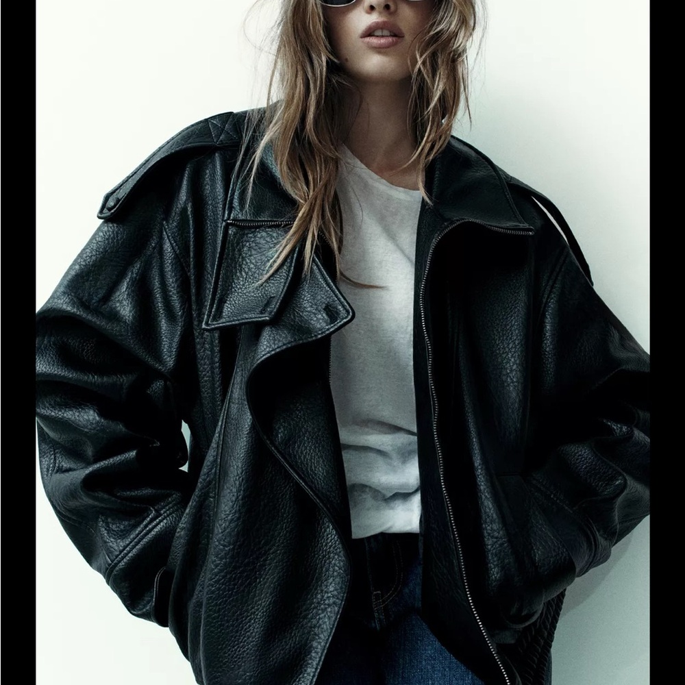 Zara Women's Black Faux Leather Jacket